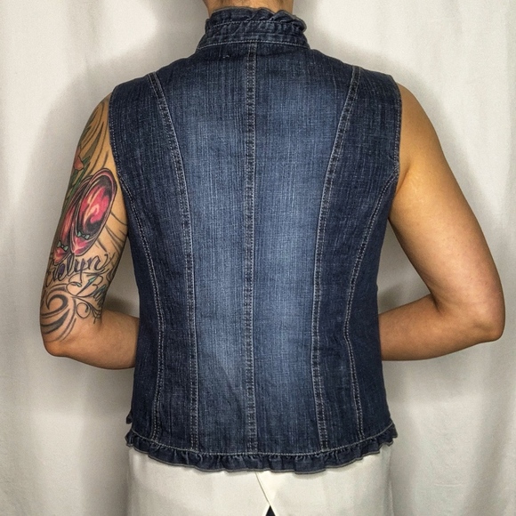 Tribal Denim Ruffle and Button Vest Size 10 - Picture 3 of 6